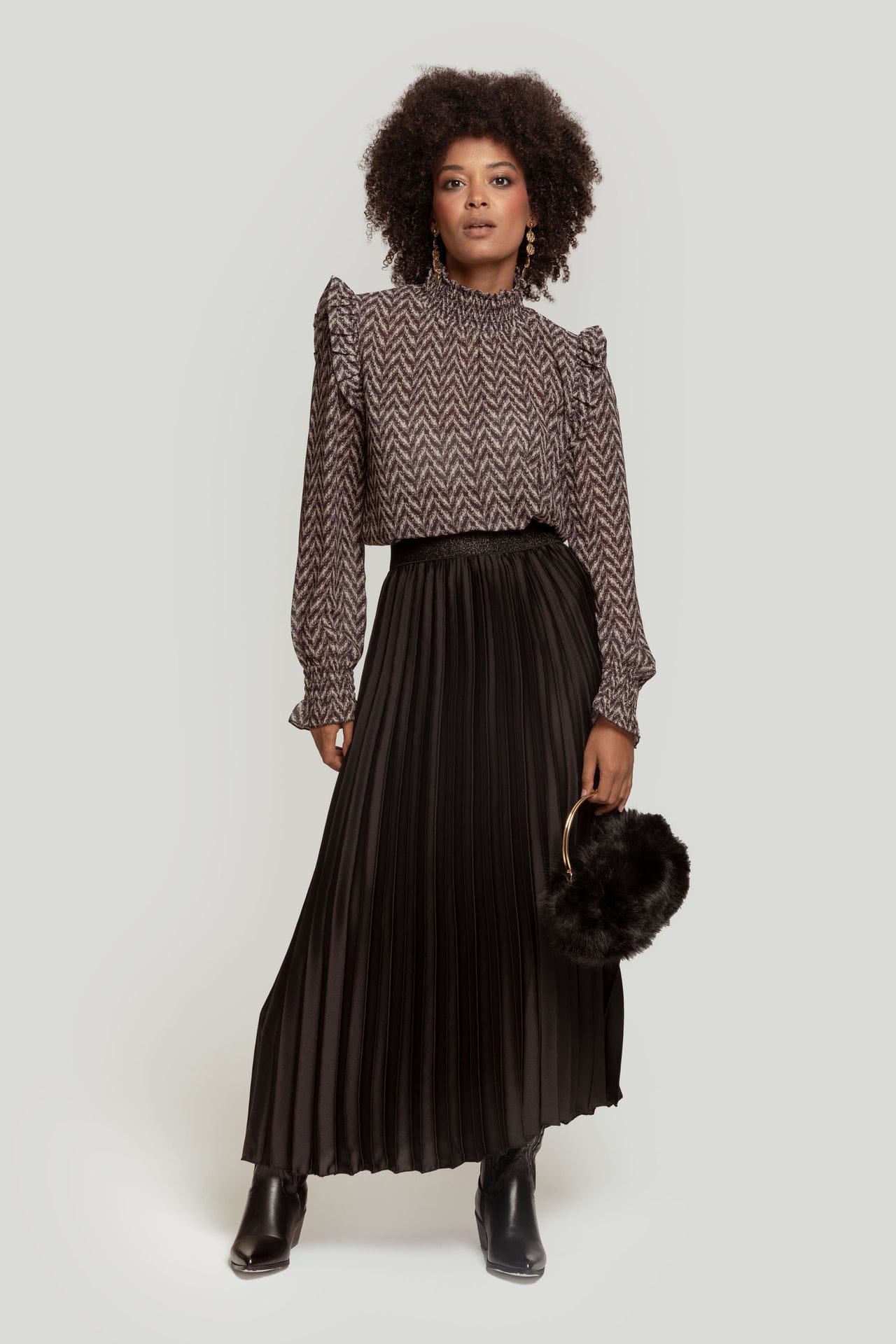 Black Pleated Glow Skirt