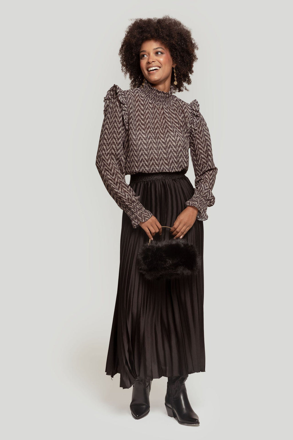 Black Pleated Glow Skirt